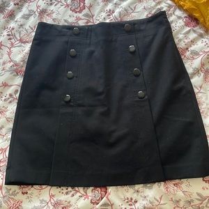 Loft front button skirt black NWT size 8